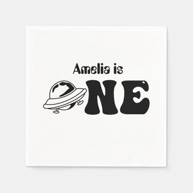 Weltraumthema 1. Geburtstag Custom UFO Serviette (Vorderseite)