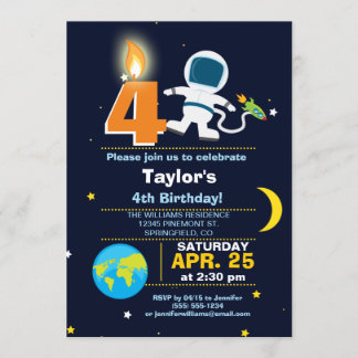 Weltraumthema Geburtstagsparty Einladung