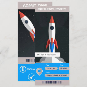 Weltraumthema Geburtstagsparty Ticket Einladung