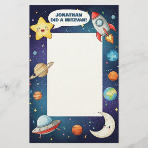 Weltraumthema Persönliche Mitzvah-Hinweise Briefpapier