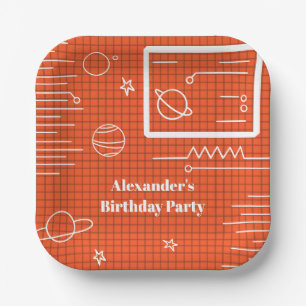 Weltraumthema "Raumschiff" Computerbildschirm Gebu Pappteller