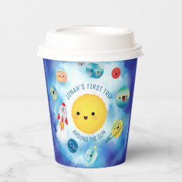 Weltraumthema Weltraumrakete 1. Geburtstag Pappbecher