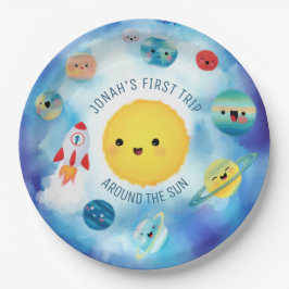 Weltraumthema Weltraumrakete 1. Geburtstag Pappteller