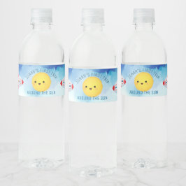 Weltraumthema Weltraumrakete 1. Geburtstag Wasserflaschenetikett