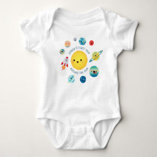Weltraumthema Weltraumrakete 1. Geburtstagspapier Baby Strampler
