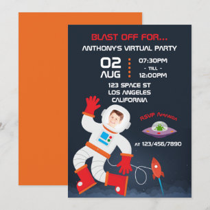 Weltraumthematik Virtuelles Geburtstagsparty-Foto Einladung