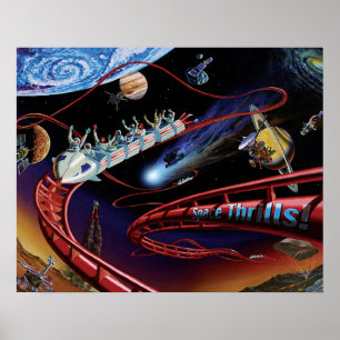 Weltraumthriller Kosmische Achterbahn Künstler Kon Poster