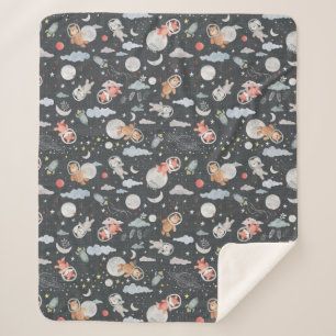 Weltraumtiere - dunkelstahlblaue Textur Sherpadecke