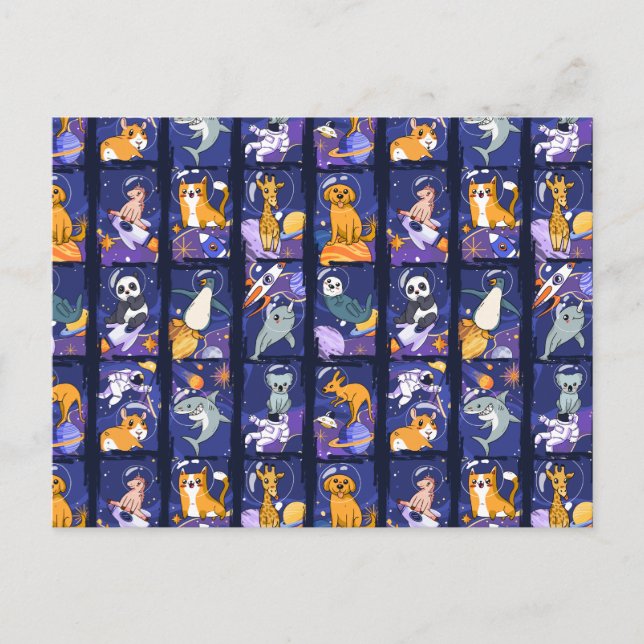 Weltraumtiere, Weltraumtiere, Astronautentiere Postkarte (Vorderseite)