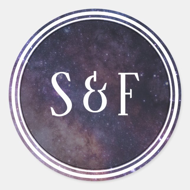 WeltraumUniversum Galaxy Monogramm Umschlag Aufkle Runder Aufkleber (Vorderseite)