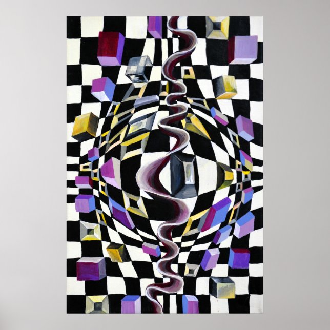 Weltraumverzerrung mit Illusionen der Perspektive Poster (Vorne)