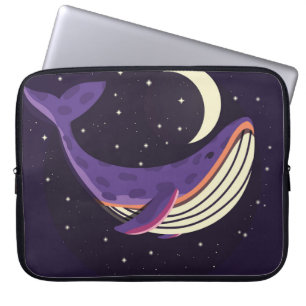 Weltraumwal: buntes illustriertes Portrait. Laptopschutzhülle