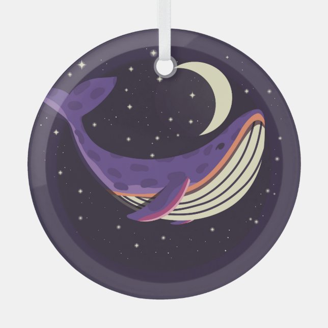 Weltraumwal: buntes illustriertes Portrait. Ornament Aus Glas (Vorderseite)