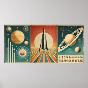 Weltraumzeitalter Art Space Time Kalender Poster