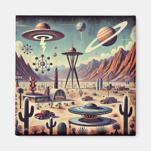 Weltraumzeitalter Außerirdische Wüsteninvasion Fan Magnet