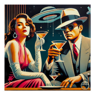 Weltraumzeitalter Las Vegas Gangster Martini Party Poster