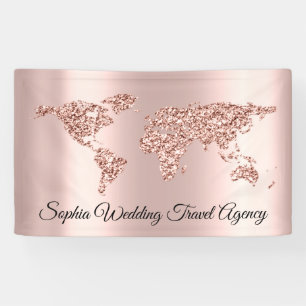 Weltreise Agency World Map Globe Earth Rose Banner
