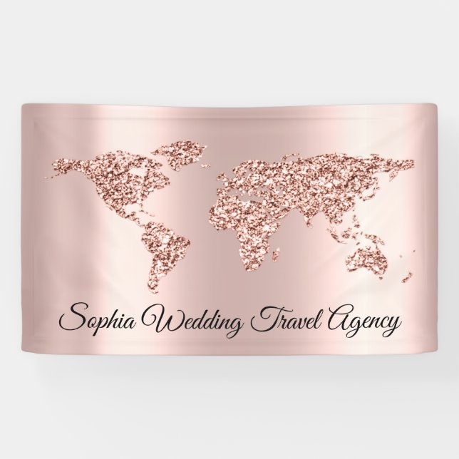 Weltreise Agency World Map Globe Earth Rose Banner (Horizontal)