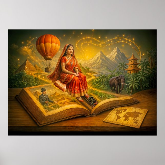 Weltreise aus dem klassischen Reisebuch Poster (Vorne)