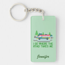 Weltreisende RV Camper Road Trip Vacation Custom Schlüsselanhänger