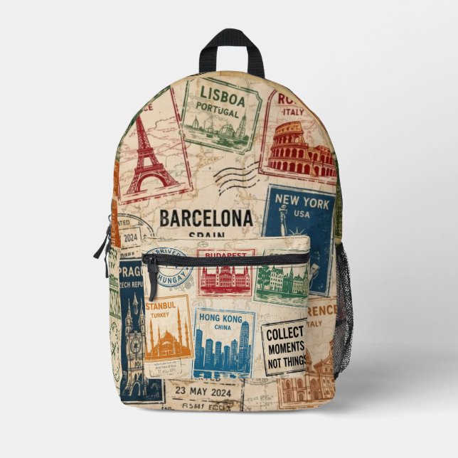 Weltreisender Bedruckter Rucksack (Vorderseite)