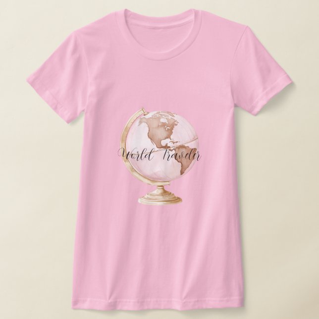 Weltreisender mit rosa Globus T-Shirt (Ablage )