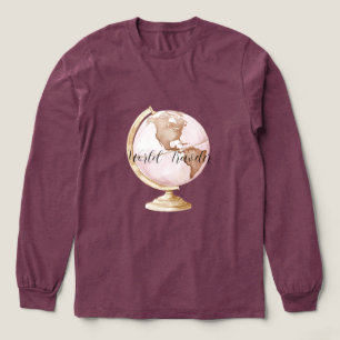 Weltreisender mit rosa Globus Tri-Blend Shirt