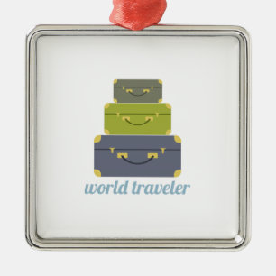 Weltreisender Silbernes Ornament