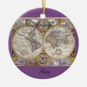 Weltreisender Vintage-Karte Thunder_Cove Keramikornament