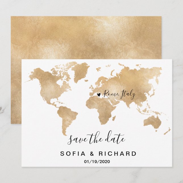 Weltrekord für Hochzeitstag Gold Entfernbares Herz Einladung (Vorne/Hinten)