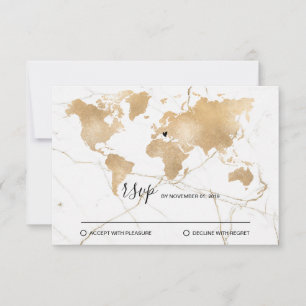 Weltrekord für Hochzeitstag Gold Entfernbares Herz RSVP Karte