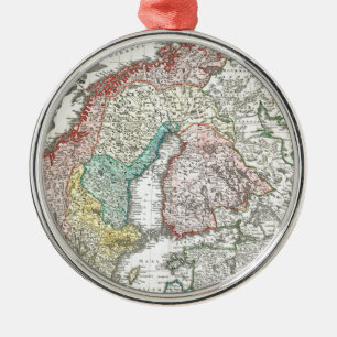 Welts-Karte von Nordeuropa Ornament Aus Metall