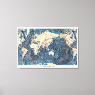 Welts-Karten-Boden der Ozeane Leinwanddruck