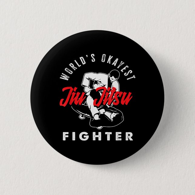 Welts Okayester Jiu Jitsu Kämpfer Martial Arts Button (Vorderseite)