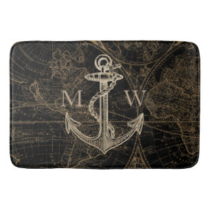 Welts-Reise-Seeanker-Monogramm-Schwarzes Badematte