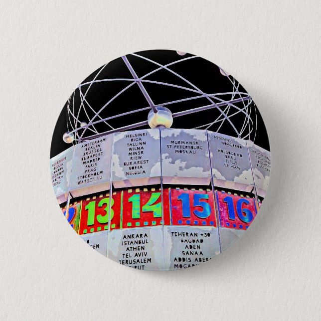 WeltStempeluhr, Alexanderplatz, Berlin, Button (Vorderseite)
