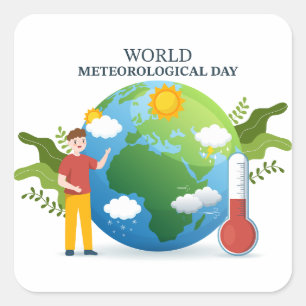 Welttag der Meteorologie Quadratischer Aufkleber