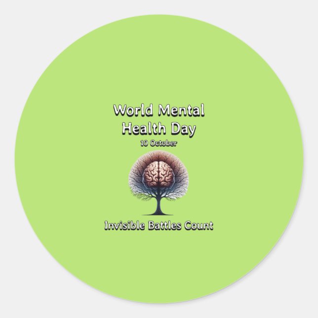 Welttag der psychischen Gesundheit. Unsichtbare Sc Runder Aufkleber (Vorderseite)