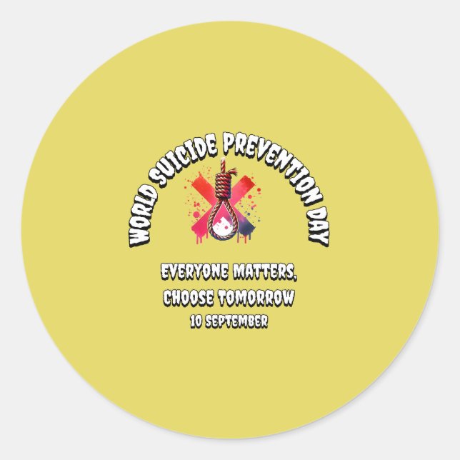 Welttag der Suizidprävention. Alle sind wichtig. Runder Aufkleber (Vorderseite)