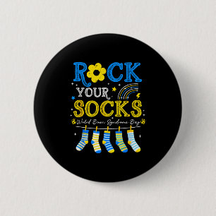 Welttag des Down-Syndroms Rock-Socken Bewusstsein Button