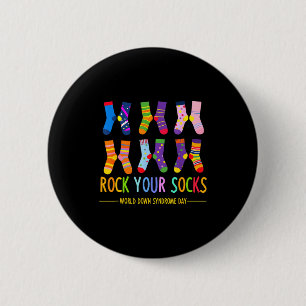 Welttag des Down-Syndroms Rock-Socken Bewusstsein Button