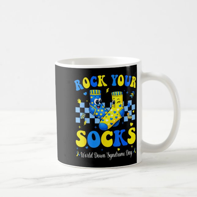 Welttag des Down-Syndroms Rock-Socken-Bewusstsein Kaffeetasse (Rechts)