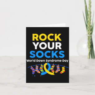 Welttag des Down-Syndroms Rock-Socken Bewusstsein Karte