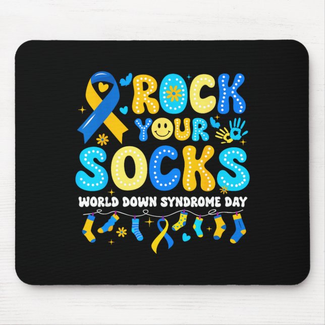 Welttag des Down-Syndroms Rock-Socken Bewusstsein Mousepad (Vorne)