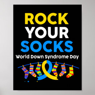 Welttag des Down-Syndroms Rock-Socken Bewusstsein Poster