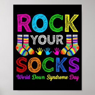 Welttag des Down-Syndroms Rock-Socken Bewusstsein Poster