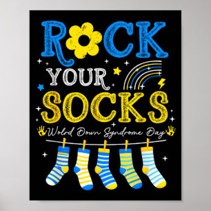 Welttag des Down-Syndroms Rock-Socken Bewusstsein Poster