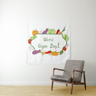Welttag des Vegetarismus Minimalistisch Süß    Wandteppich