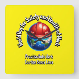 Welttag für Sicherheit und Gesundheitsschutz am Ar Quadratische Wanduhr