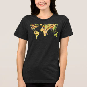 Welttierkarte Tri-Blend Shirt